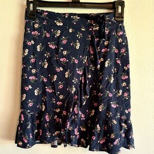 Short Wrap Purple Floral Skirt